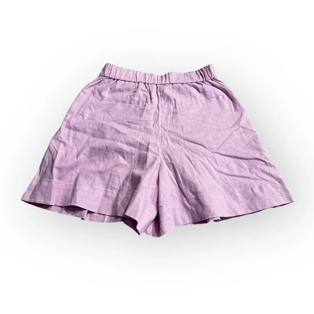 Banana Republic Pleated Skort Women's XS Lavender Linen Blend Mini Elastic Waist